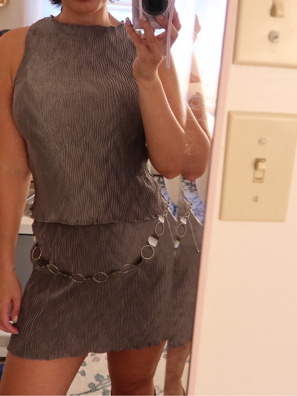 Princess Polly Metallic Black Pleated Tank & Skirt Set
